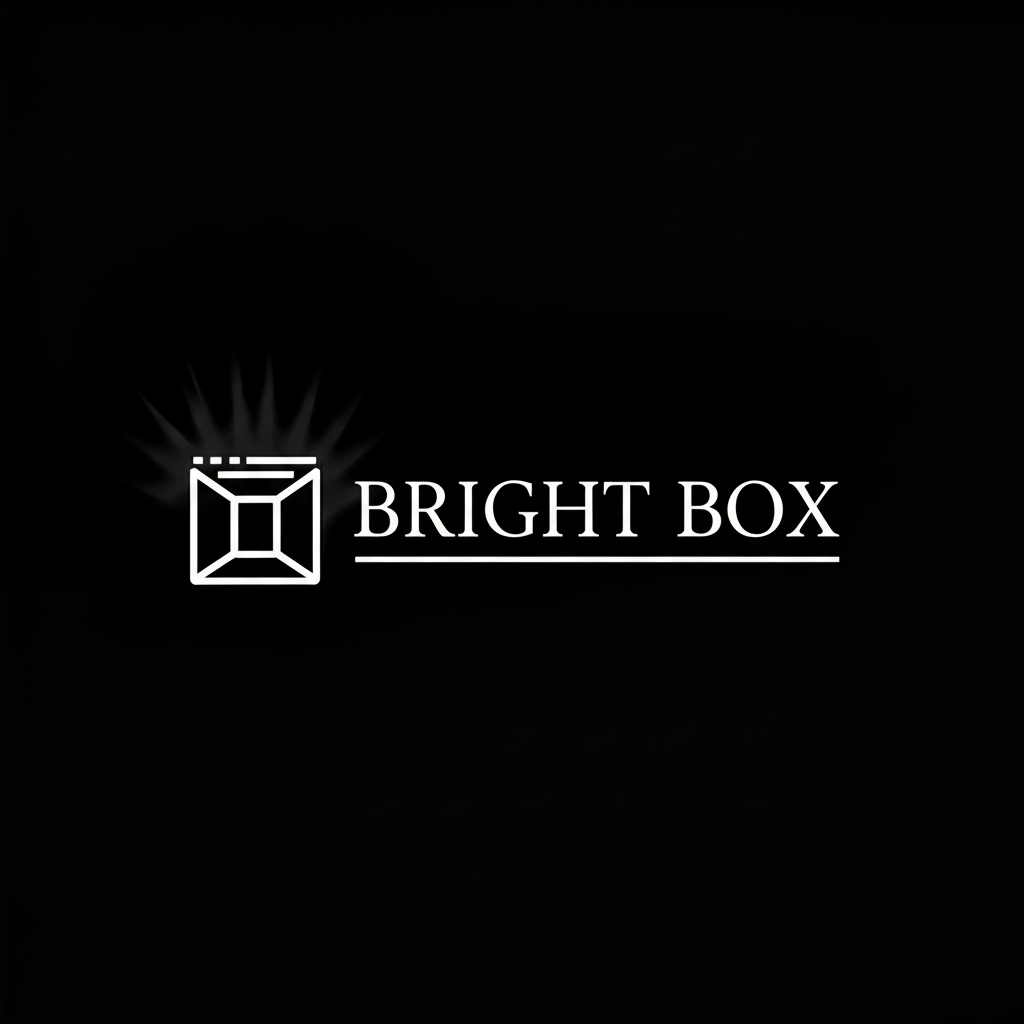 The Bright Box Solutions logo: a white wireframe box with light rays escaping its top-left corner, on black.
